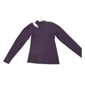 BCBGeneration Womens Purple Cutout Mock Neck Ribbed Long Sleeve Knit Top XL NEW